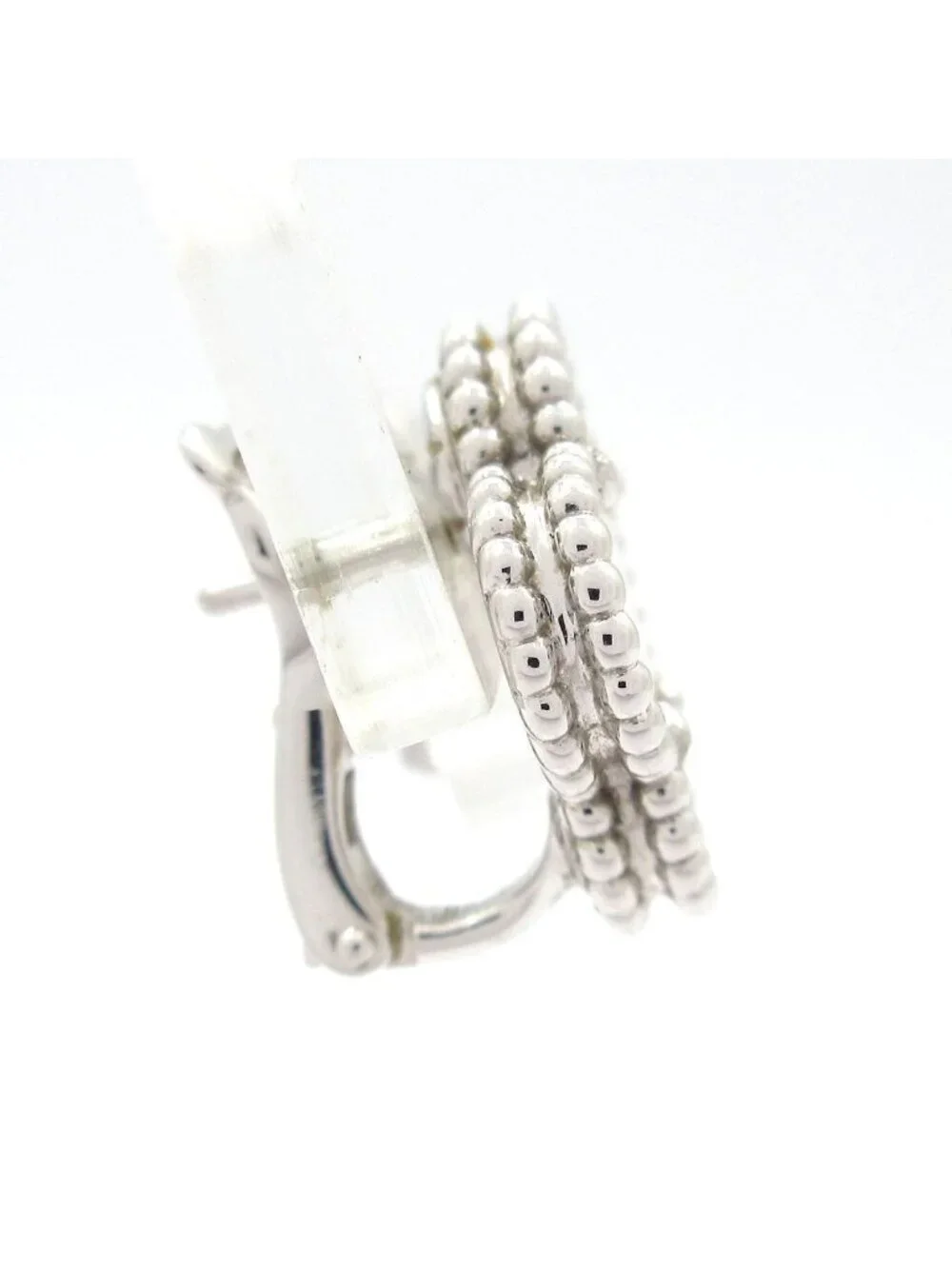 Van Cleef & Arpels Earrings Vintage Alhambra 18k White Gold Mother of Pearl